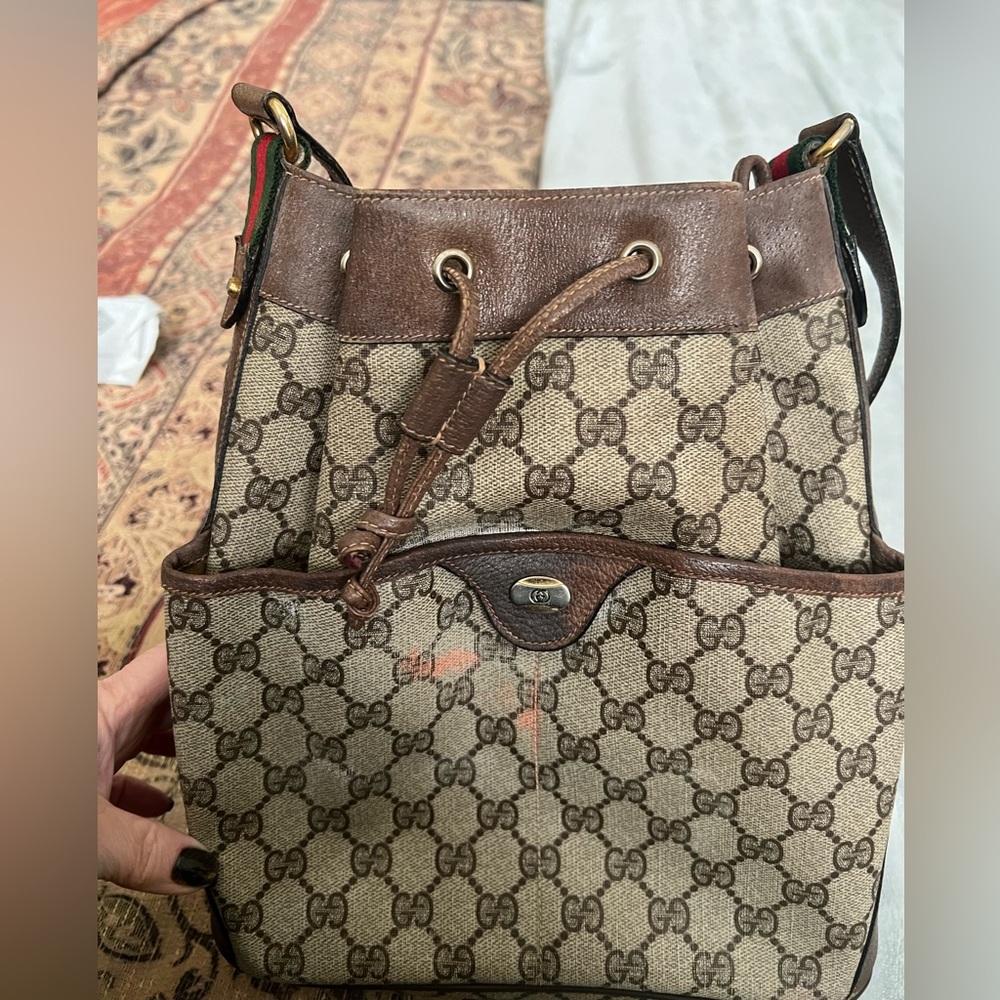 Gucci canvas crossbody bucket bag. Project purse
